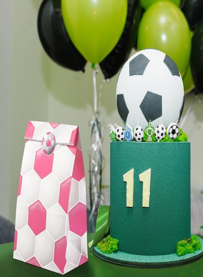 MIMIND 24 Pack Soccer Party Favor Gift Bags with Sealer Sticker Paper Goodie Bag for Soccer Games Day Sports Birthday Party Decorations Supplies, Pink - Image 5